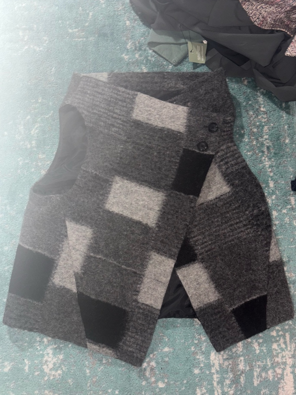 Coldwater Creek Lagen Look Asymmetrical Graphic Art Wool vest 1X